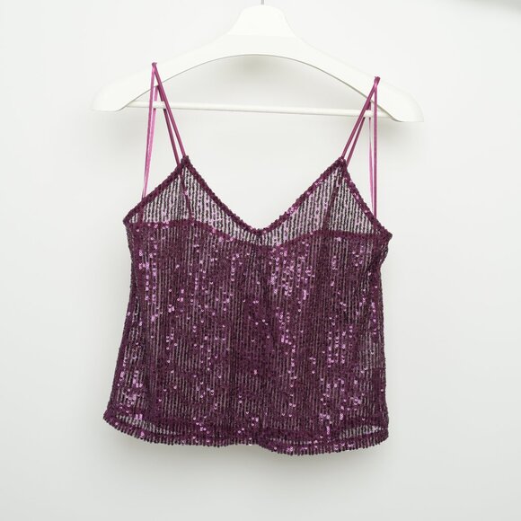 Zara sequins top, size S, Bordeaux - Picture 3 of 8